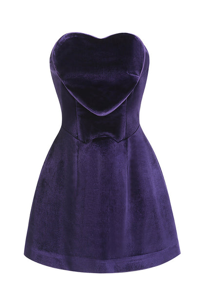 Purple Heart Sheath Velvet Mini Dress