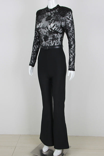 Black Lace Bandage Jumpsuit