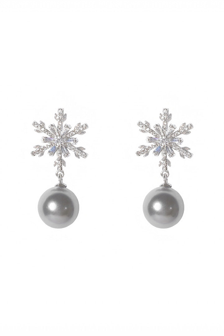 Christmas Snowflake Pearl Earrings