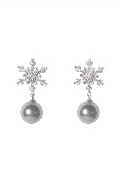 Christmas Snowflake Pearl Earrings